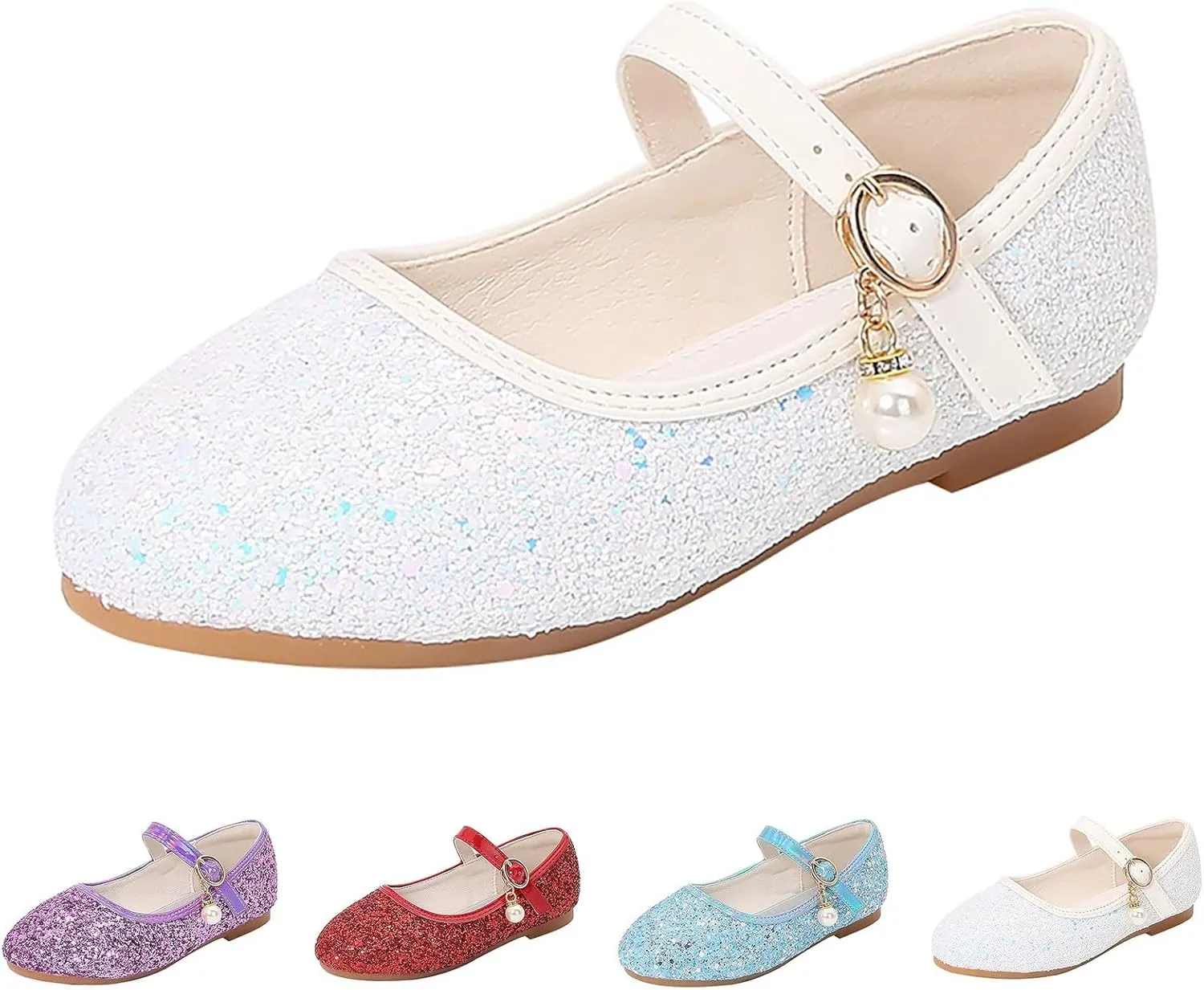 Sequins Sandals for Girls Kids Outdoor Dress Dance Loafers Shoes Toddler 𝗟ow Heel Summer Casual Mary Jane Soft Sole