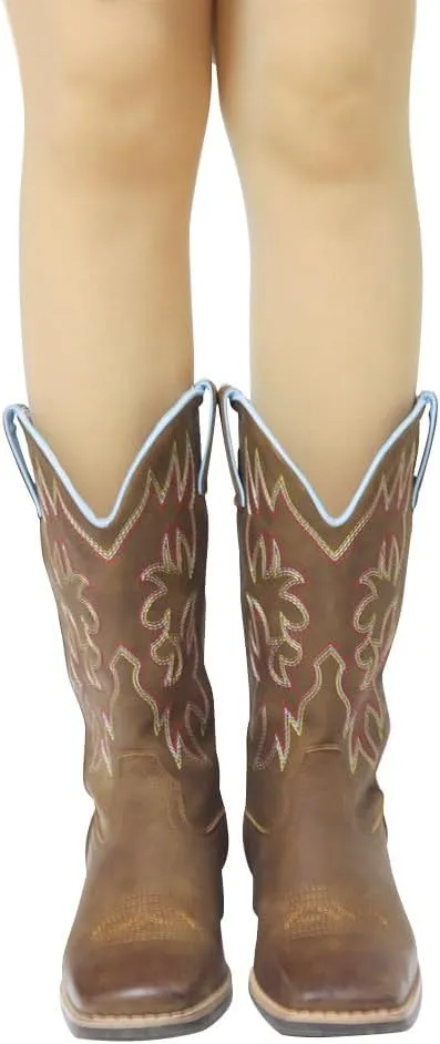 SheSole Women's Mid Calf Square Toe Cowgirl Western Cowboy Boots Brown
