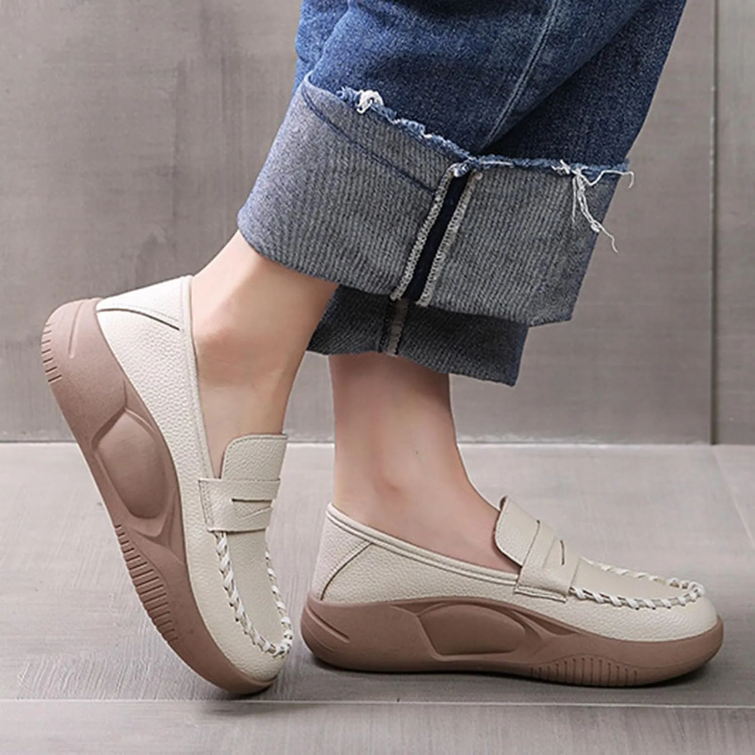 Shoes for Women, Orthopedic Platform Loafers Slip-On Thick Sole Casual Soft Sole Lightweight Comfort Walking