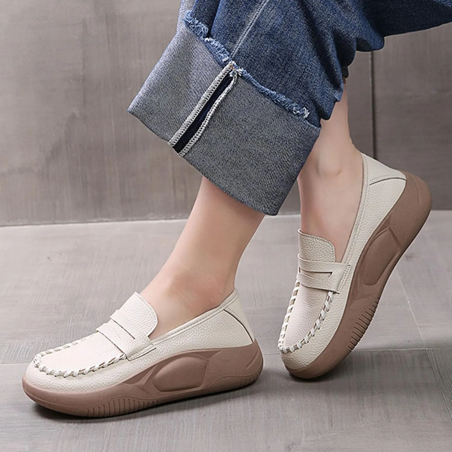 Shoes for Women, Orthopedic Platform Loafers Slip-On Thick Sole Casual Soft Sole Lightweight Comfort Walking