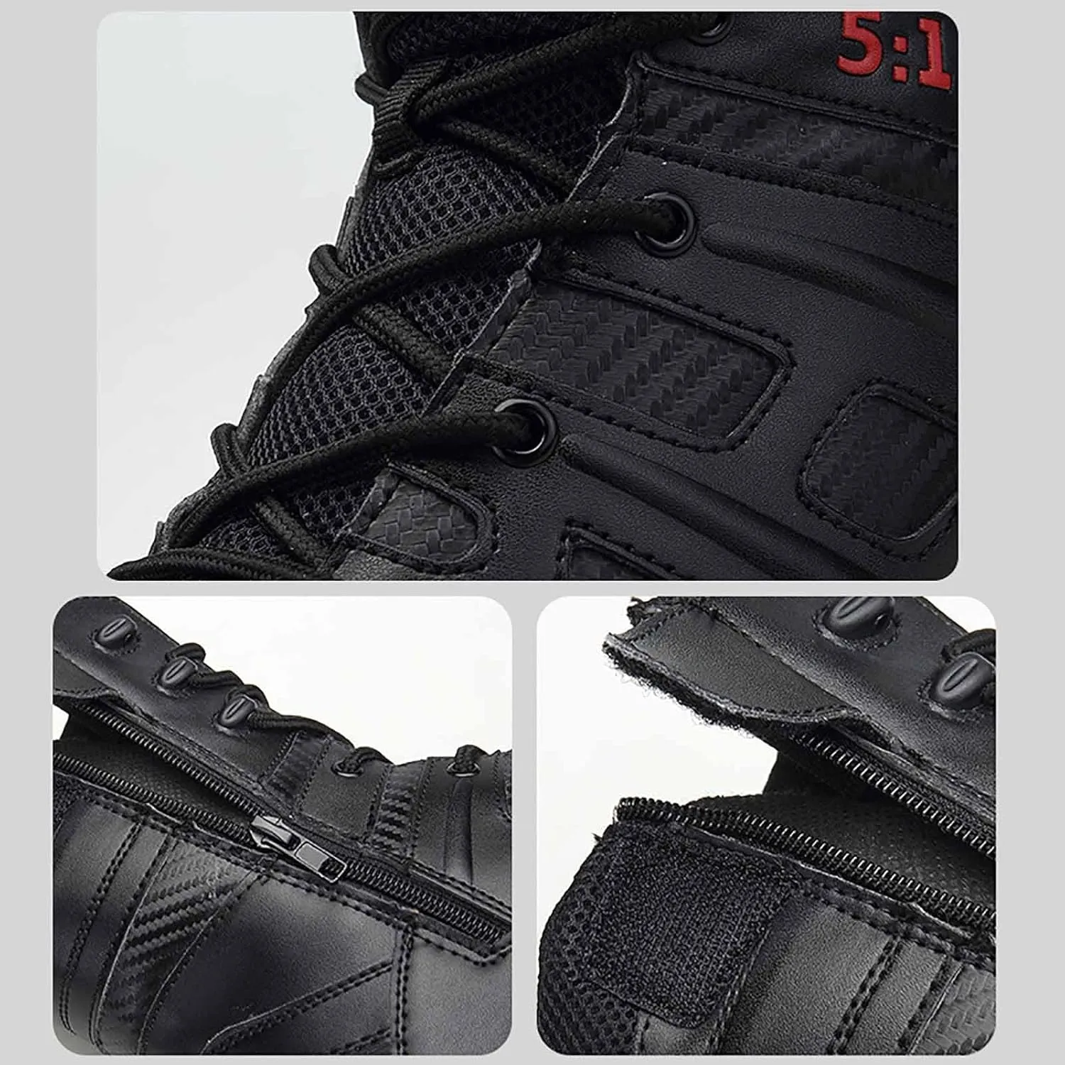 Side Zipper Desert Jungle Boots, Water Proof Tactical Military Mens Outdoor Boot with Sports Socks Durable Army Combat Boots Comfortable Work Boots
