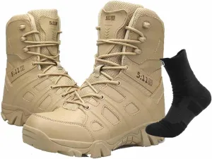 Side Zipper Desert Jungle Boots, Water Proof Tactical Military Mens Outdoor Boot with Sports Socks Durable Army Combat Boots Comfortable Work Boots