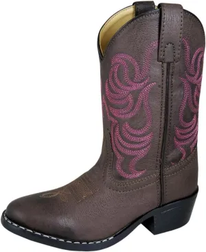 Smoky Mountain Girls Brown with Pink Stitch Monterey Western Cowboy Boots