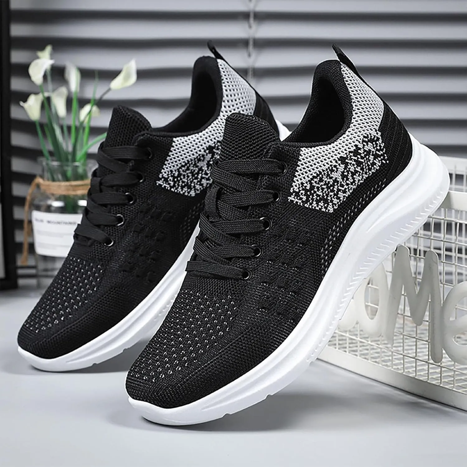 Sneakers for Men Work Shoes Women Women's Loafer Flat Round Toe Slip On Casual Black Loafers Women Comfortable Platform Sneakers for Women Black
