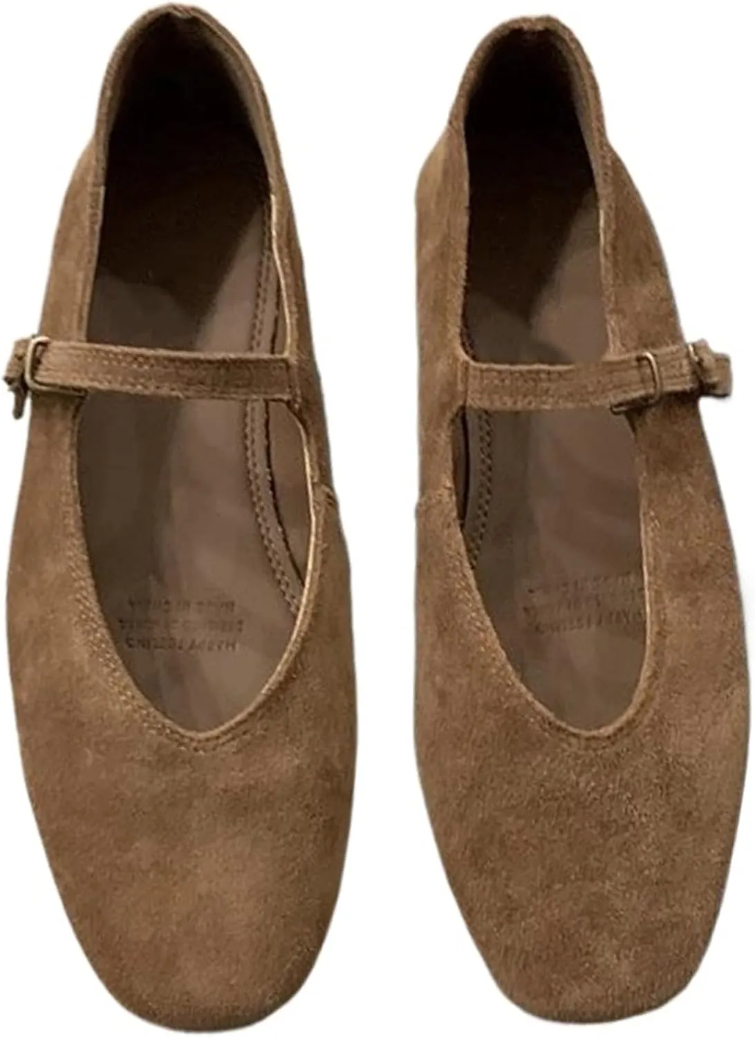 Suede Mary Jane Flats Fall 2024 Brown Ballet Flats Shoes for Women Y2k Shoes Brown Flat Shoes