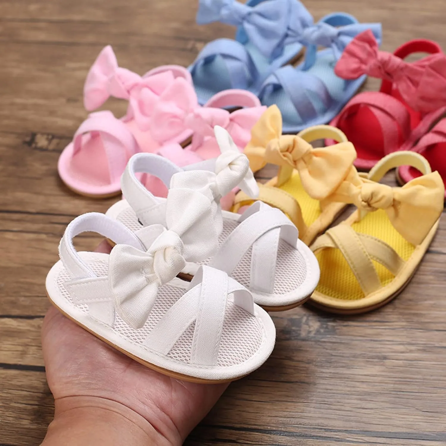 Summer Children Baby Toddler Shoes Girls Sandals Flat Bottom Light Open Toe Solid Color Bow Back Black Ballet Shoes