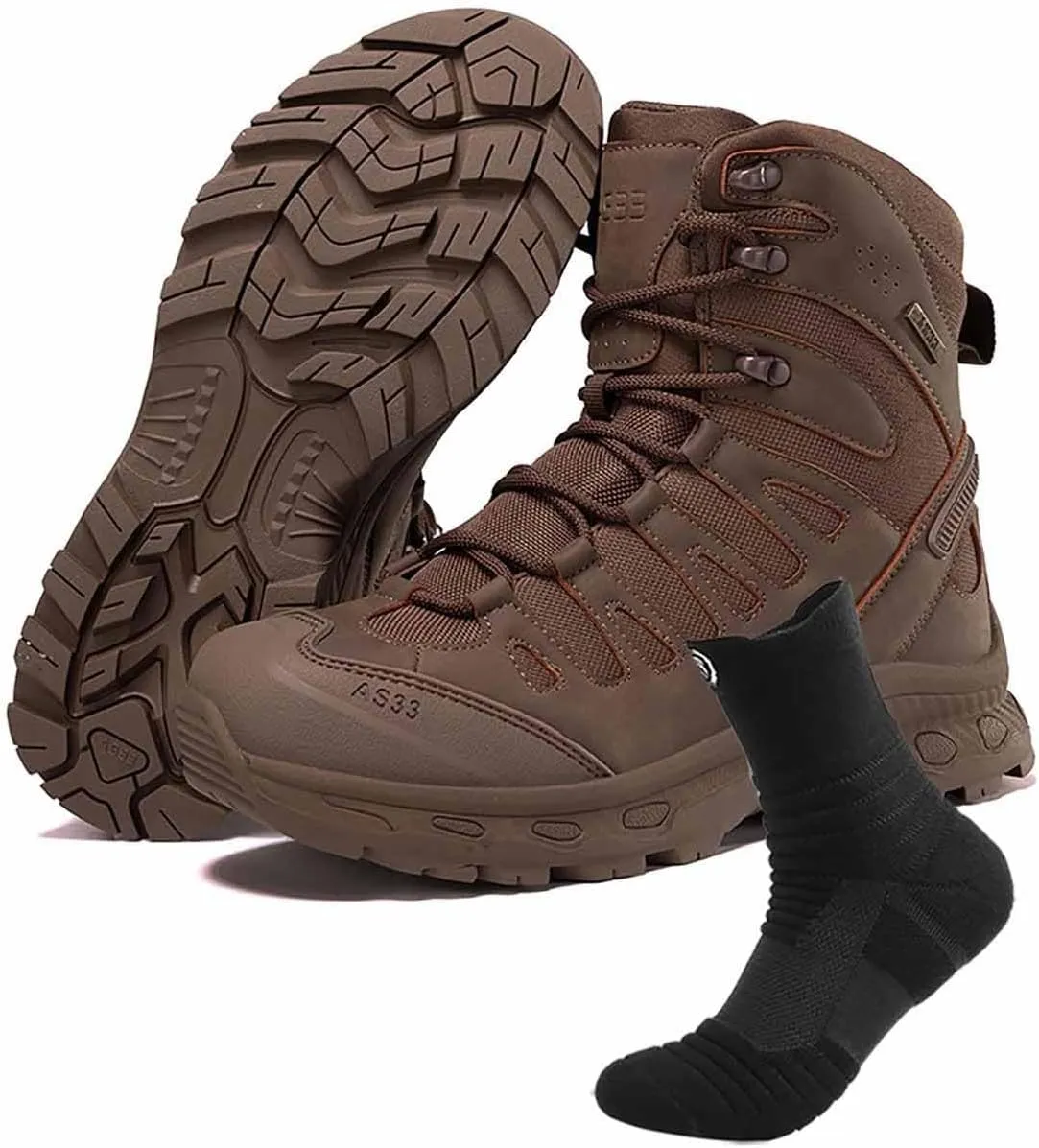 Tactical Military Boots, Lightweight Combat Boots with Sports Socks Durable Waterproof Hiking Work Boots Desert Boots Outdoor Motorcycle Boots