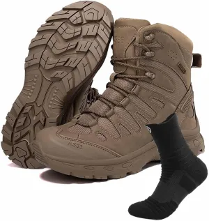 Tactical Military Boots, Lightweight Combat Boots with Sports Socks Durable Waterproof Hiking Work Boots Desert Boots Outdoor Motorcycle Boots