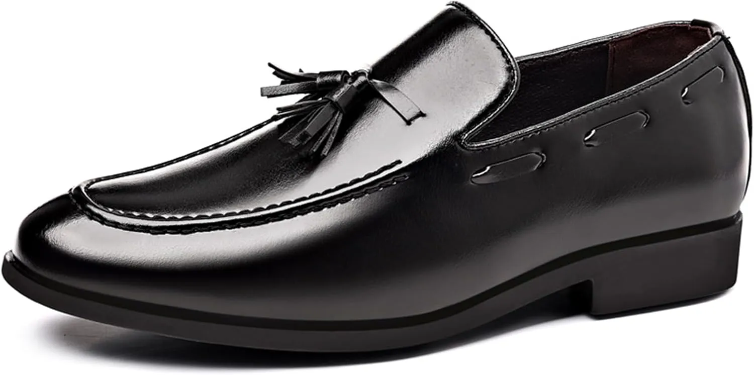Tassel Dress Shoes for Men Pointed-Toe Slip-on Lightweight Formal Loafer Fashion Classic Business Driving Oxford Shoes