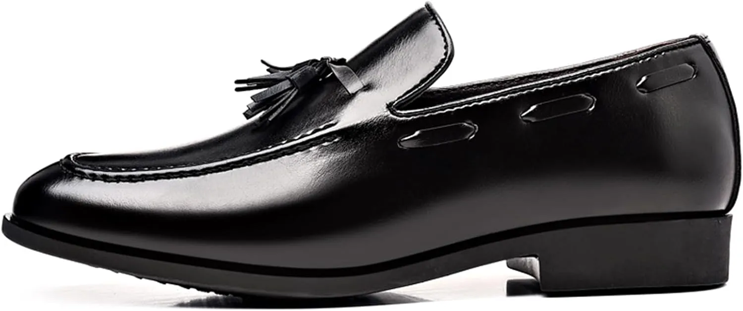 Tassel Dress Shoes for Men Pointed-Toe Slip-on Lightweight Formal Loafer Fashion Classic Business Driving Oxford Shoes