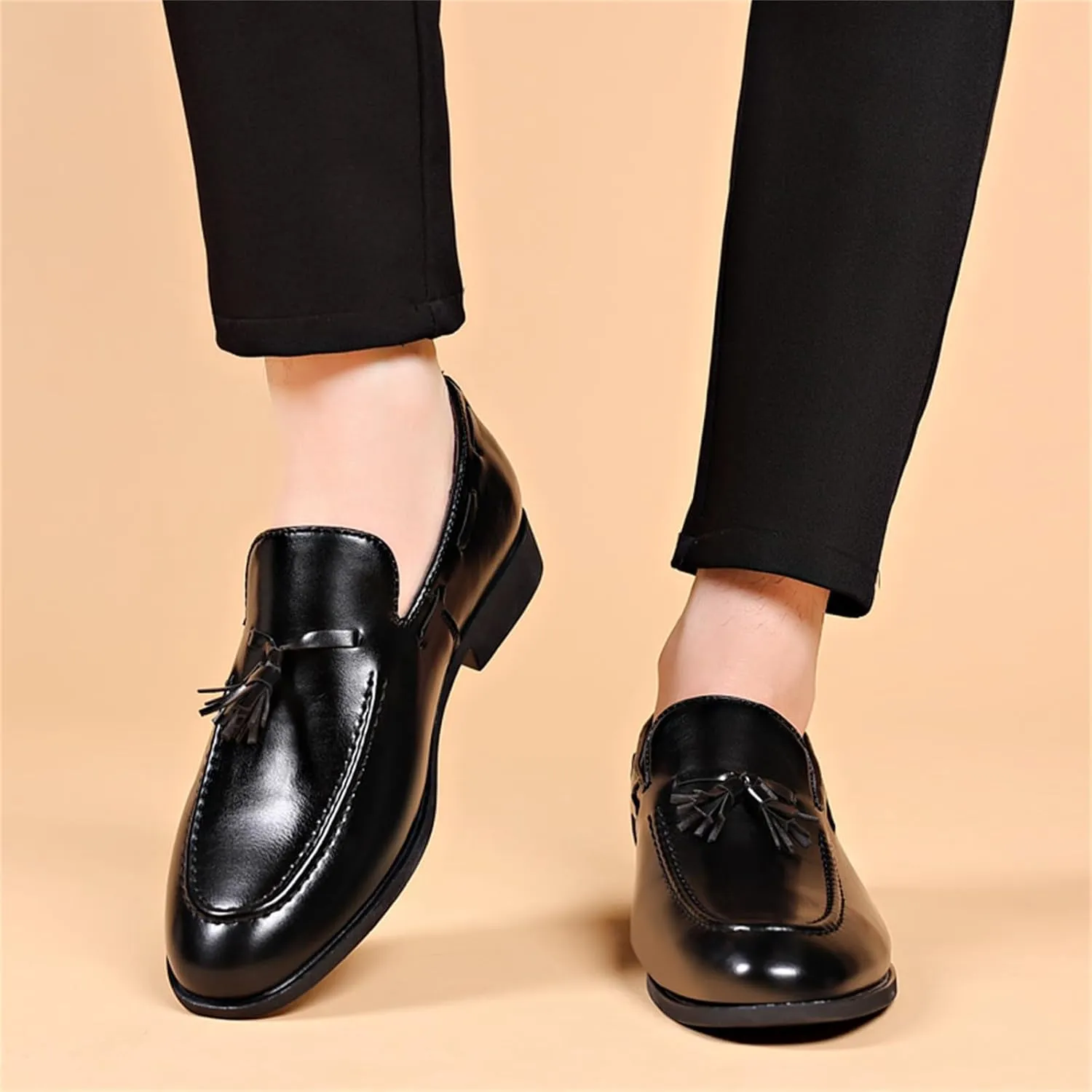 Tassel Dress Shoes for Men Pointed-Toe Slip-on Lightweight Formal Loafer Fashion Classic Business Driving Oxford Shoes