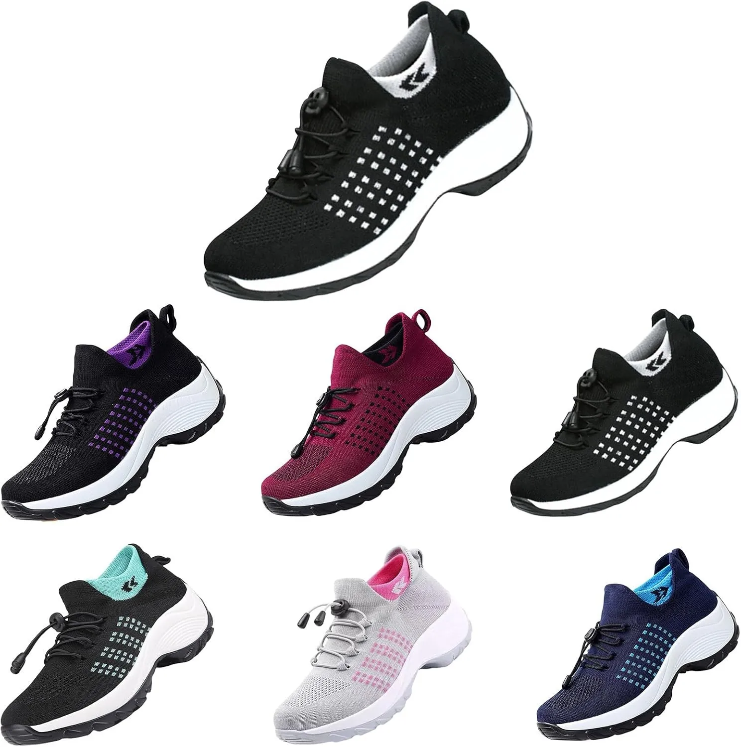 Tennis Shoes Womens Walking Sneakers for Women Black Loafers Women Closed Toe Indoor and Outdoor Christmas Tennis Shoes Comfortable Dressy Slip on