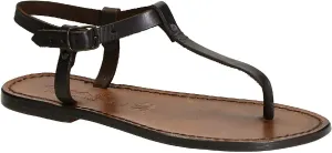 Thong Sandals in Dark Brown Leather Handmade in Italy