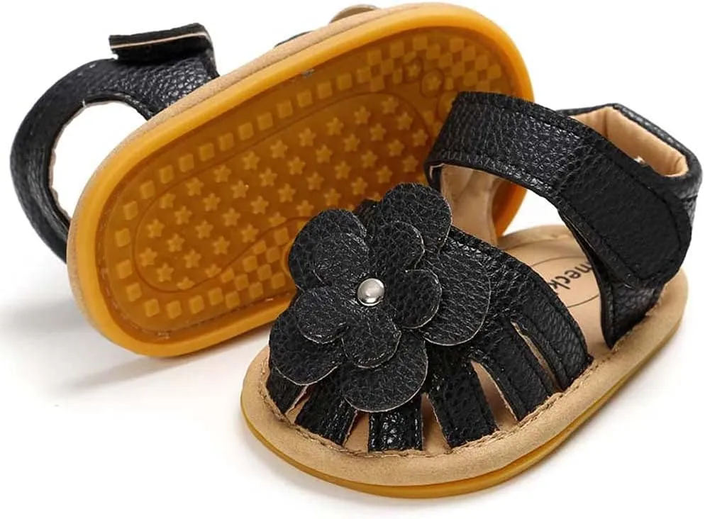 Toddler Baby Rubber Shoes Boys Soft Flat Sole Flower Decorate Girls Non-Slip Sandals Baby Shoes