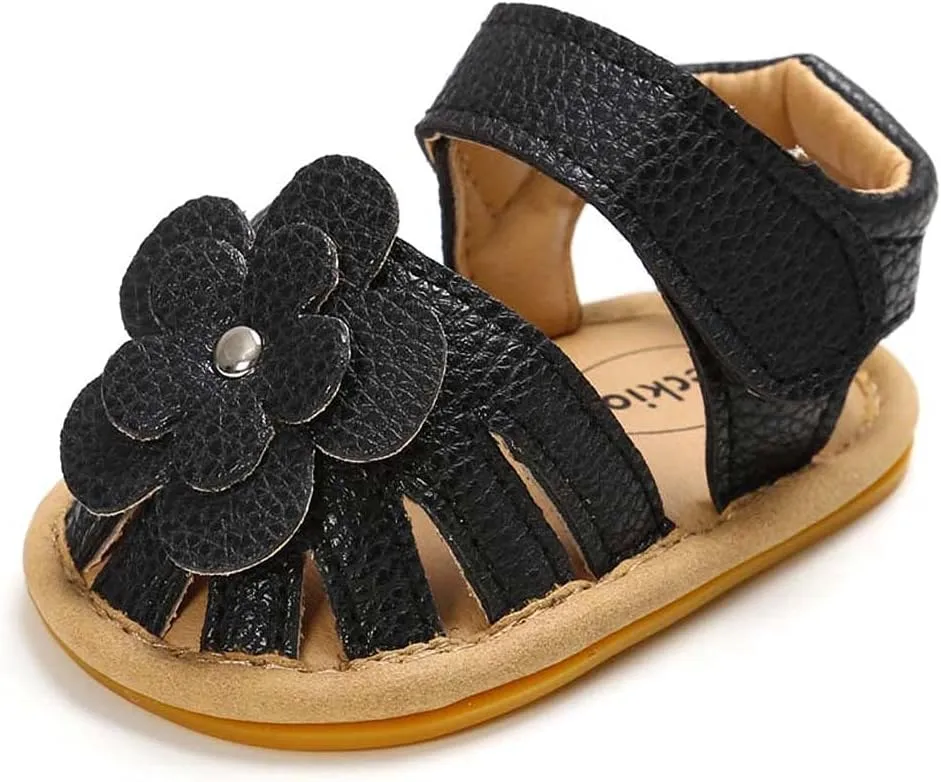 Toddler Baby Rubber Shoes Boys Soft Flat Sole Flower Decorate Girls Non-Slip Sandals Baby Shoes