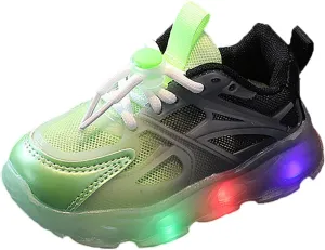 Toddler Boys Girls Light Up Shoes LED Flashing Lightweight Mesh Breathable Adorable Running Sneakers (Green, 11 Little Child)