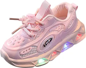 Toddler Boys Girls Light Up Shoes Unisex Led Flashing Mesh Breathable Non-Slip Cute Running Flat Sneakers for Kids