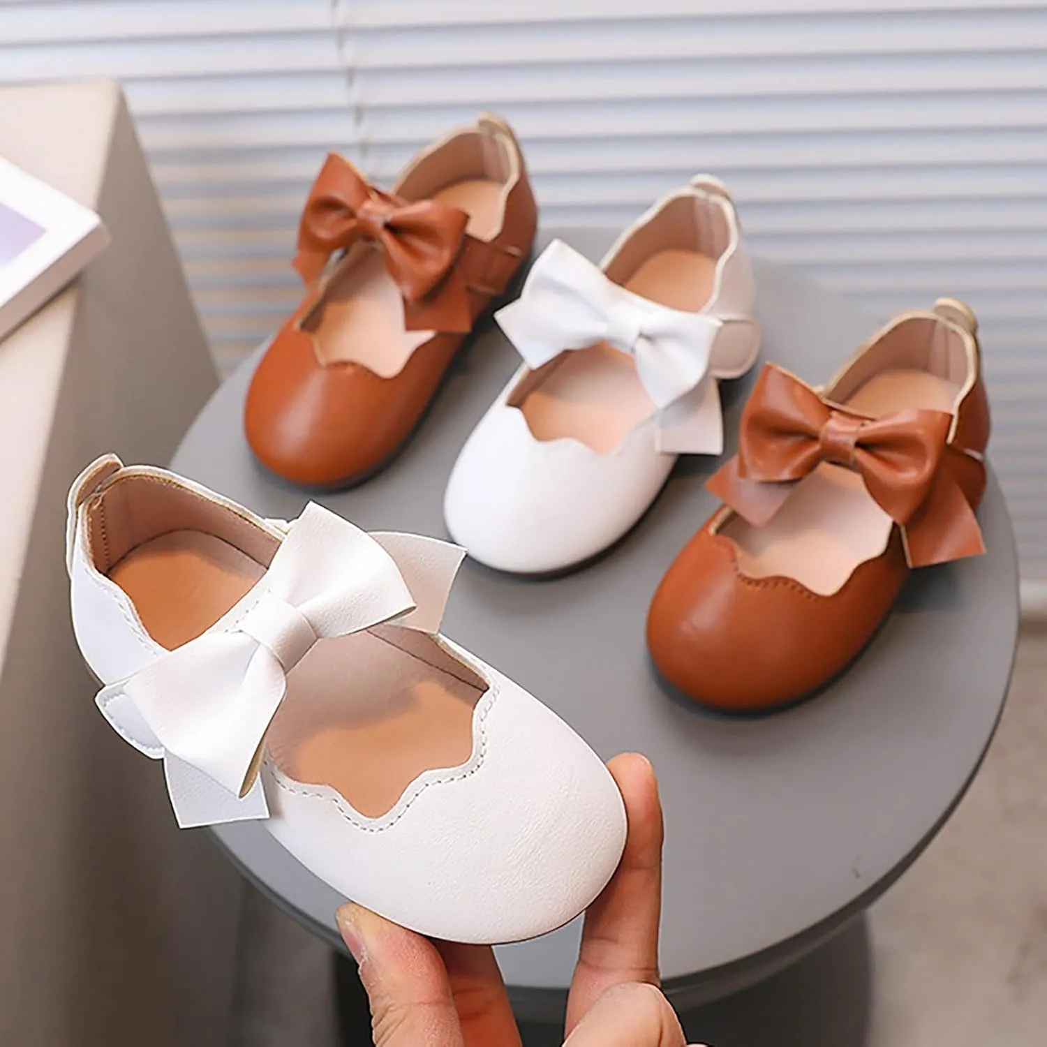 Toddler Dress Shoes Girls Bowknot Princess Flower Girl Wedding Party Formal Mary Jane Shoes for Kids Dance Sandals