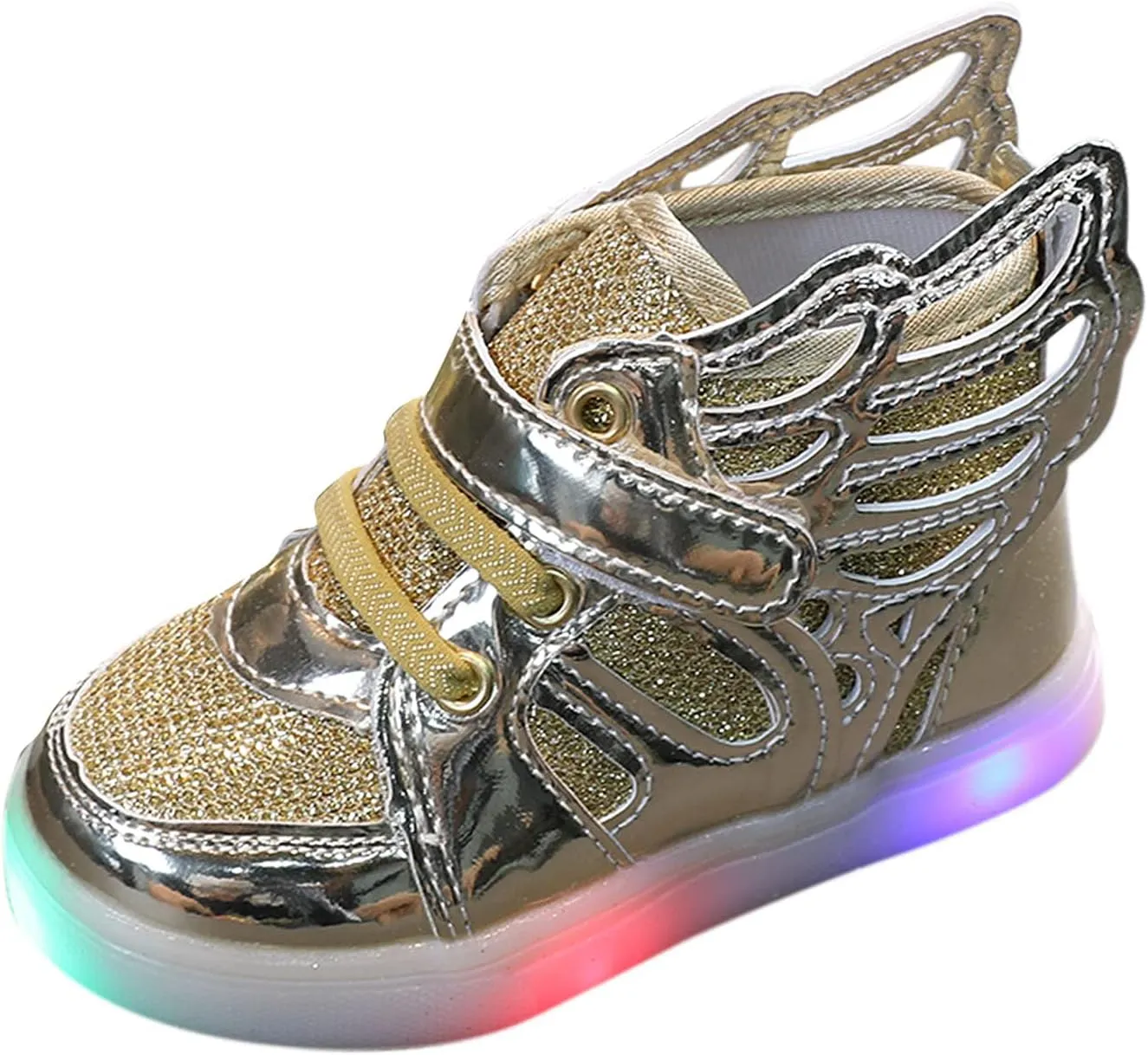Toddler Girls Light Up Sequins Running Shoes Slip On Flashing Casual Shoes Girls High Top Sneakers Boys School Shoes