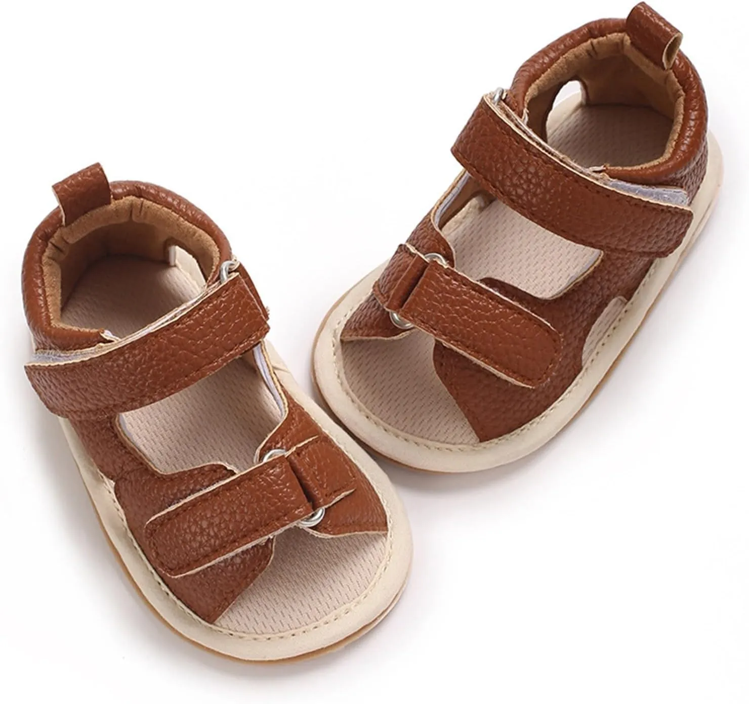 Toddler Kids Flat Gldiator Wide Sandals Slip On Ankle Summer Shoes Baby Boys Girls Rubber Sole Leather Soft Sandals