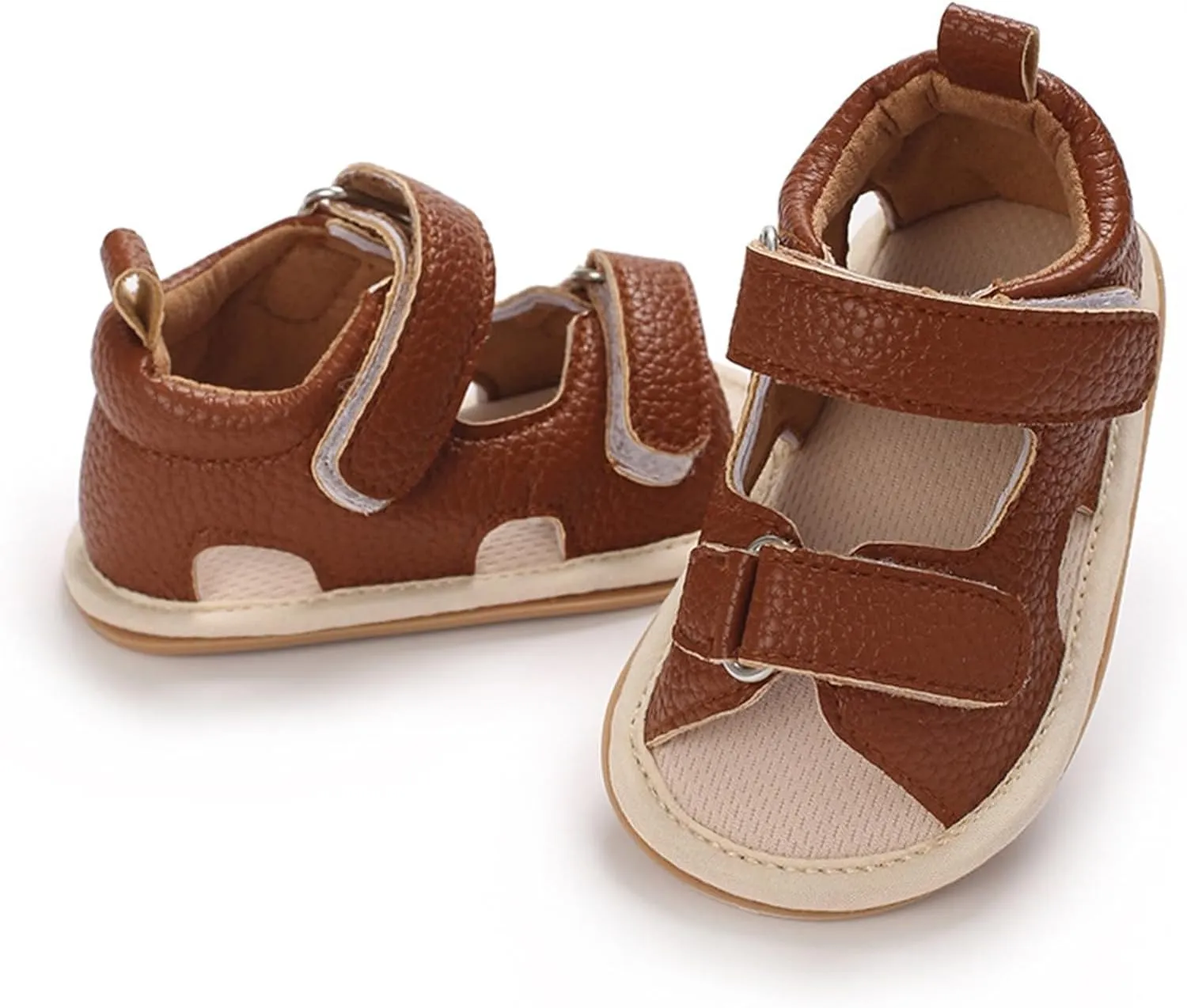 Toddler Kids Flat Gldiator Wide Sandals Slip On Ankle Summer Shoes Baby Boys Girls Rubber Sole Leather Soft Sandals