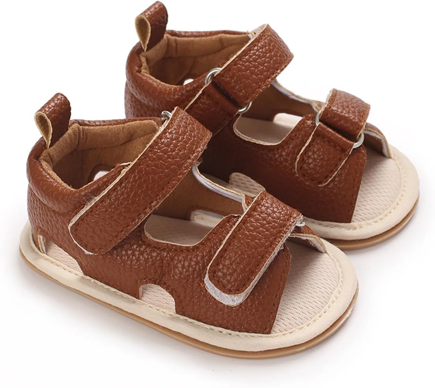 Toddler Kids Flat Gldiator Wide Sandals Slip On Ankle Summer Shoes Baby Boys Girls Rubber Sole Leather Soft Sandals