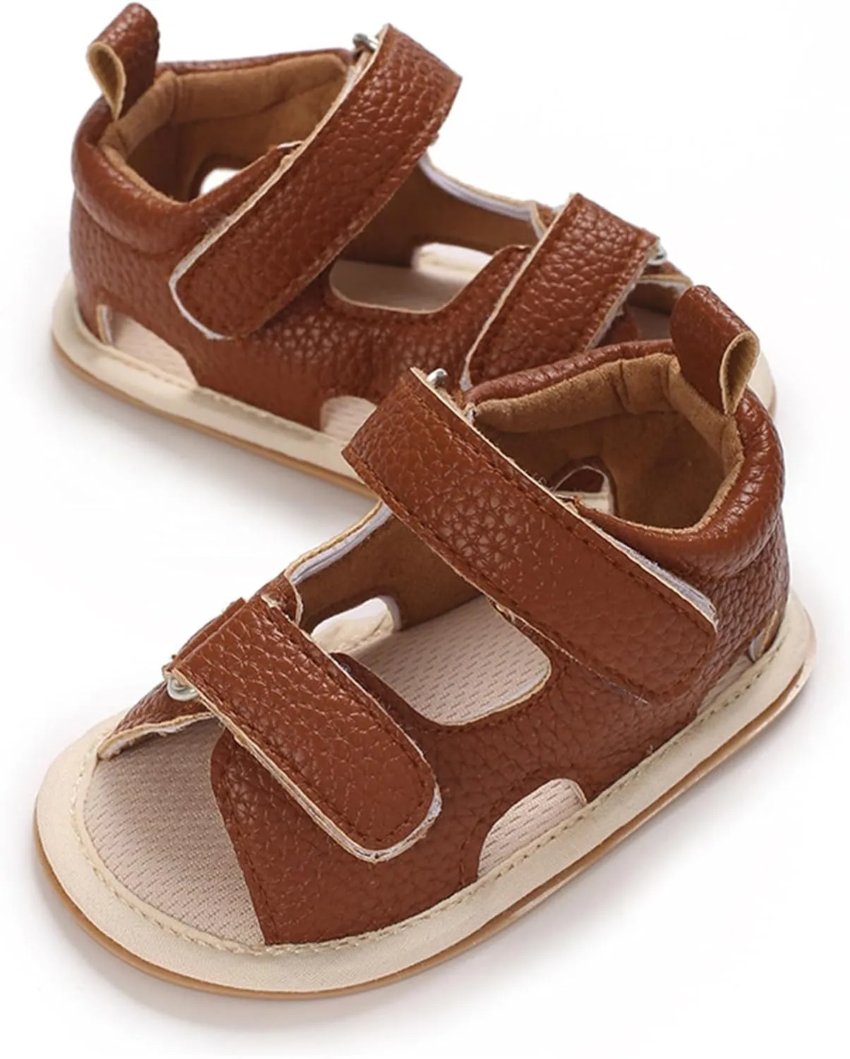 Toddler Kids Flat Gldiator Wide Sandals Slip On Ankle Summer Shoes Baby Boys Girls Rubber Sole Leather Soft Sandals