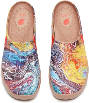 UIN Men's Painted Slipper Lightweight Comfort Mules Walking Casual Household Slip Ons Art Travel Shoes Malaga