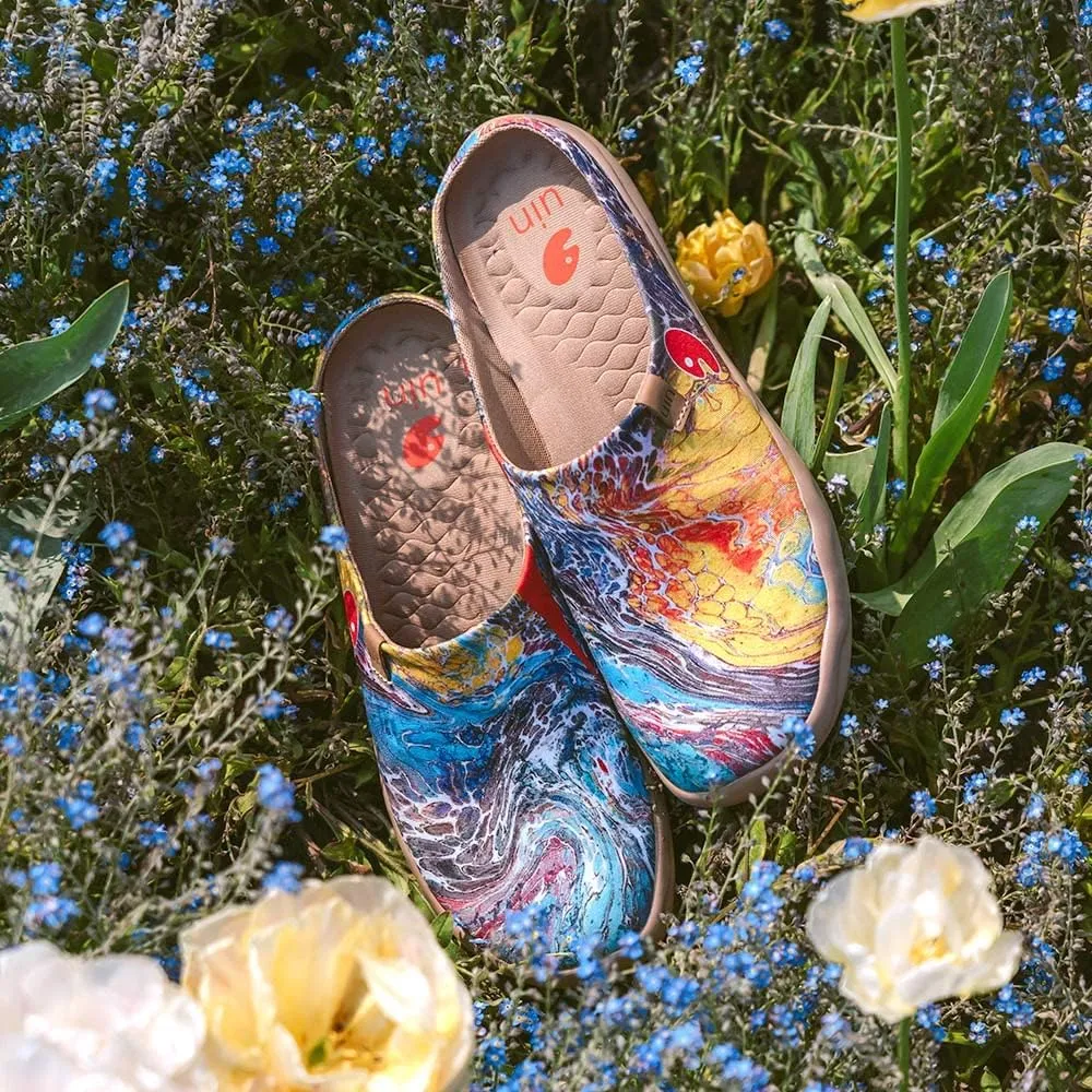 UIN Men's Painted Slipper Lightweight Comfort Mules Walking Casual Household Slip Ons Art Travel Shoes Malaga