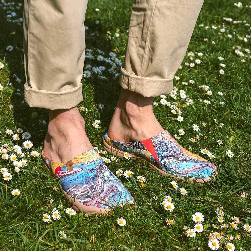 UIN Men's Painted Slipper Lightweight Comfort Mules Walking Casual Household Slip Ons Art Travel Shoes Malaga