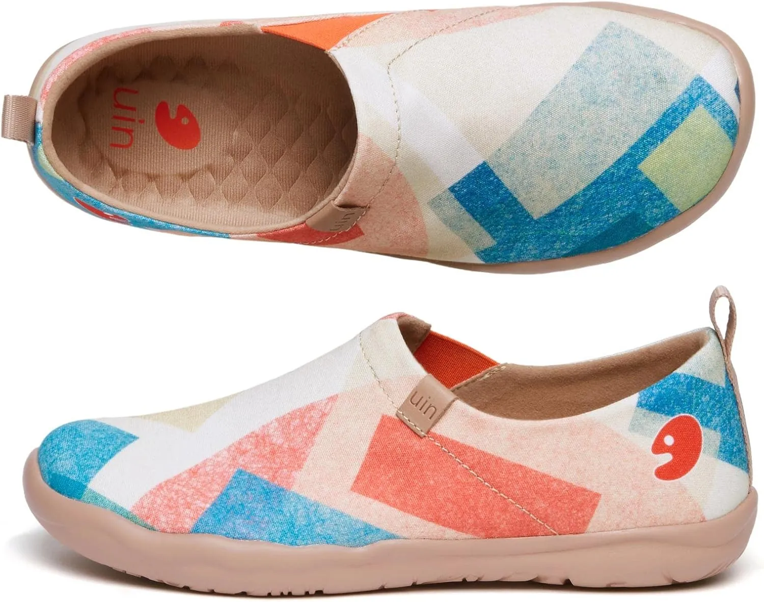 UIN Women's Slip Ons Lightweight Flats Walking Casual Loafers Travel Shoes Toledo  Color & Geometry