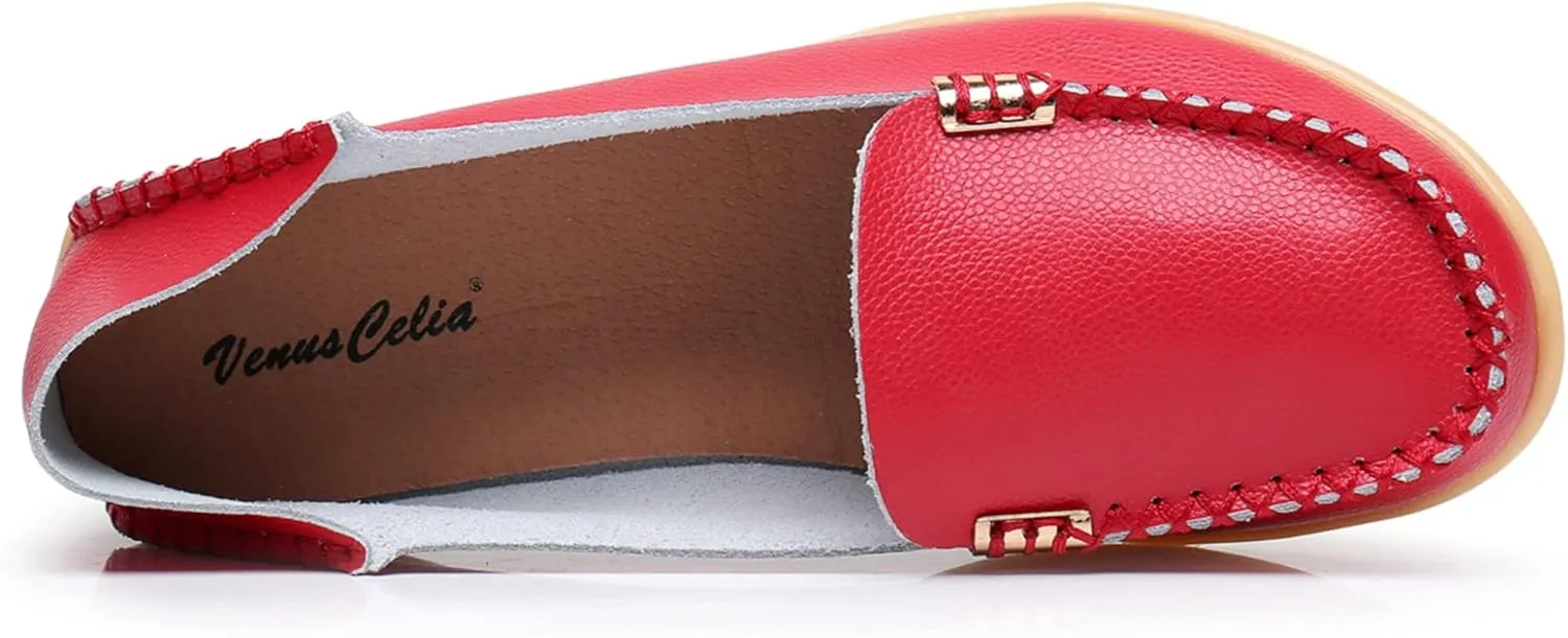 VenusCelia Women's Natural 2 Comfort Walking Flat Loafer