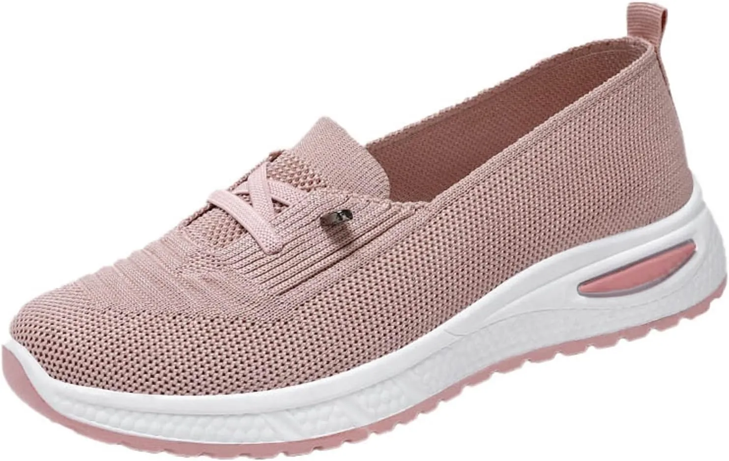 Walking Shoes Women Breathable Knitted Mesh Lightweight Slip-On Loafers Lace Up Orthopedic Soft Sole Non-Slip Outdoor
