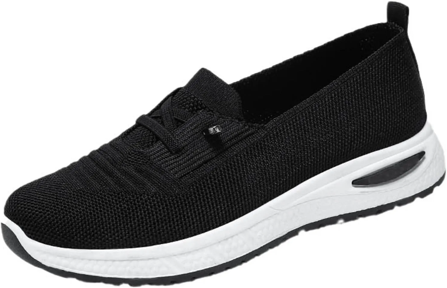 Walking Shoes Women Breathable Knitted Mesh Lightweight Slip-On Loafers Lace Up Orthopedic Soft Sole Non-Slip Outdoor