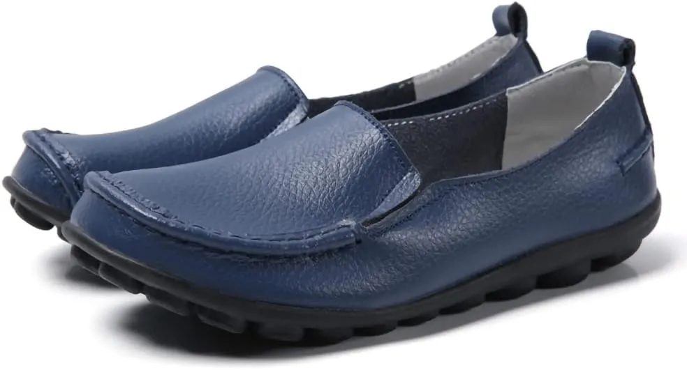 WERWAES Casual Womens Loafers Shoes Soft Leather Lightweight Classic Penny Slip-on Loafers Outdoor Indooor Walking Driving Moccasins Flats for Womens Nurse Boat Shoes