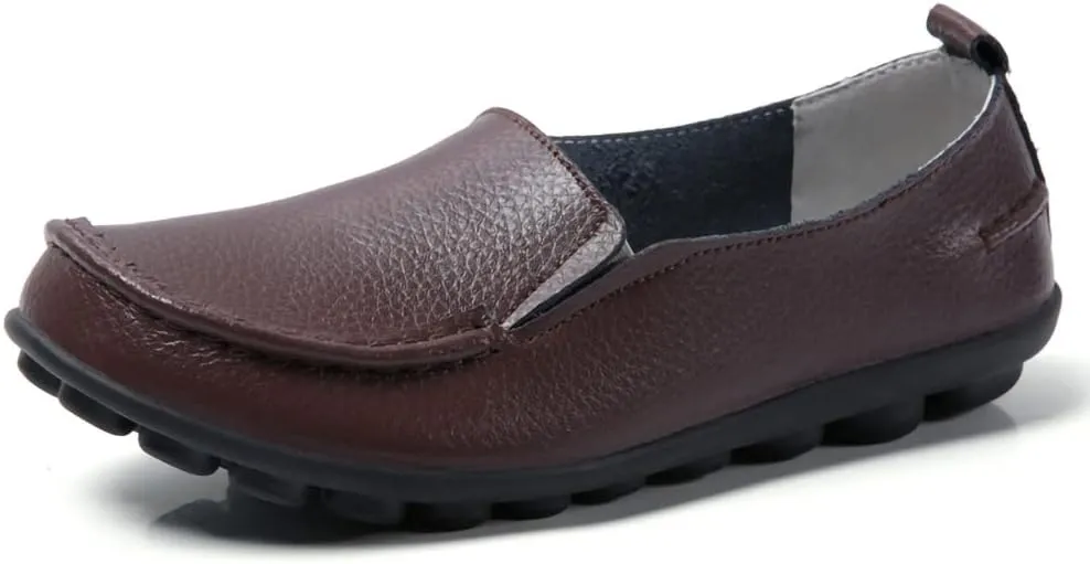 WERWAES Casual Womens Loafers Shoes Soft Leather Lightweight Classic Penny Slip-on Loafers Outdoor Indooor Walking Driving Moccasins Flats for Womens Nurse Boat Shoes