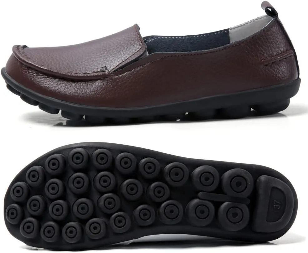 WERWAES Casual Womens Loafers Shoes Soft Leather Lightweight Classic Penny Slip-on Loafers Outdoor Indooor Walking Driving Moccasins Flats for Womens Nurse Boat Shoes