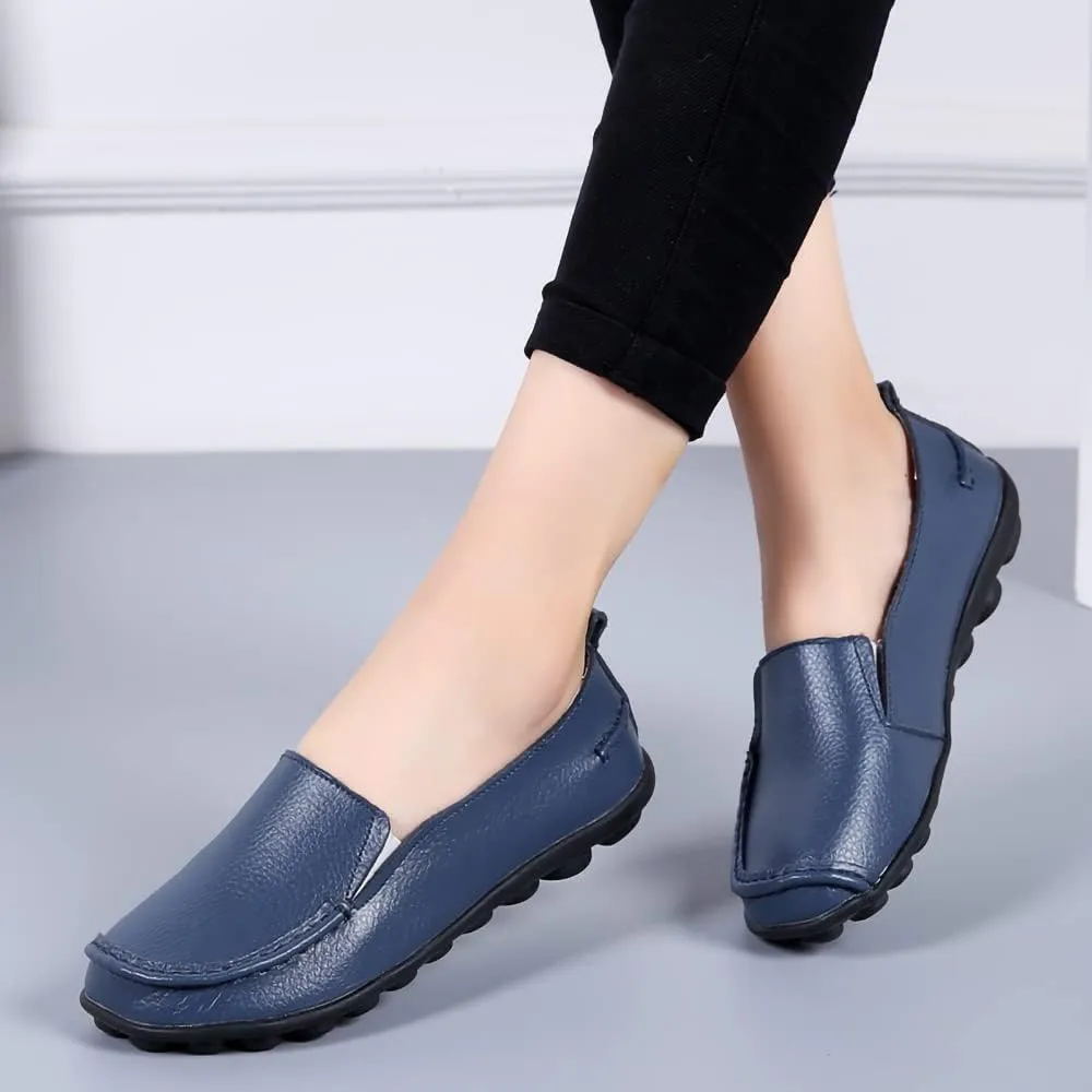 WERWAES Casual Womens Loafers Shoes Soft Leather Lightweight Classic Penny Slip-on Loafers Outdoor Indooor Walking Driving Moccasins Flats for Womens Nurse Boat Shoes