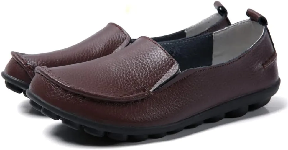 WERWAES Casual Womens Loafers Shoes Soft Leather Lightweight Classic Penny Slip-on Loafers Outdoor Indooor Walking Driving Moccasins Flats for Womens Nurse Boat Shoes