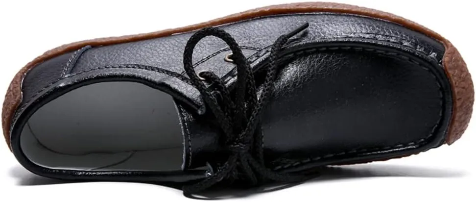 WERWAES Womens Loafers Ladies Leather Moccasin Fashion Penny Loafers Comfortable driving Slip on Lightweight Soft Work Shoes Breathable Round Toe Womens Flat Shoes for Walking Office