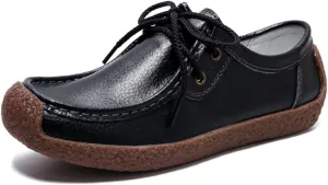 WERWAES Womens Loafers Ladies Leather Moccasin Fashion Penny Loafers Comfortable driving Slip on Lightweight Soft Work Shoes Breathable Round Toe Womens Flat Shoes for Walking Office