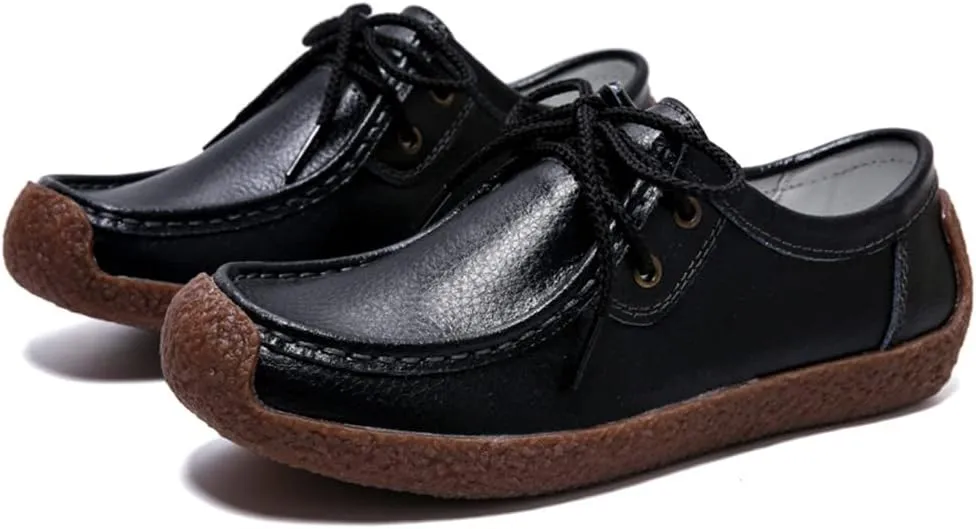 WERWAES Womens Loafers Ladies Leather Moccasin Fashion Penny Loafers Comfortable driving Slip on Lightweight Soft Work Shoes Breathable Round Toe Womens Flat Shoes for Walking Office