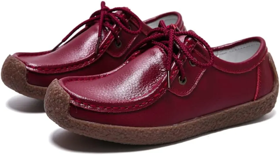 WERWAES Womens Loafers Ladies Leather Moccasin Fashion Penny Loafers Comfortable driving Slip on Lightweight Soft Work Shoes Breathable Round Toe Womens Flat Shoes for Walking Office