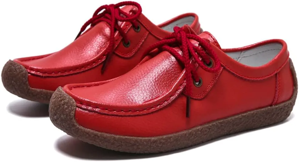 WERWAES Womens Loafers Ladies Leather Moccasin Fashion Penny Loafers Comfortable driving Slip on Lightweight Soft Work Shoes Breathable Round Toe Womens Flat Shoes for Walking Office