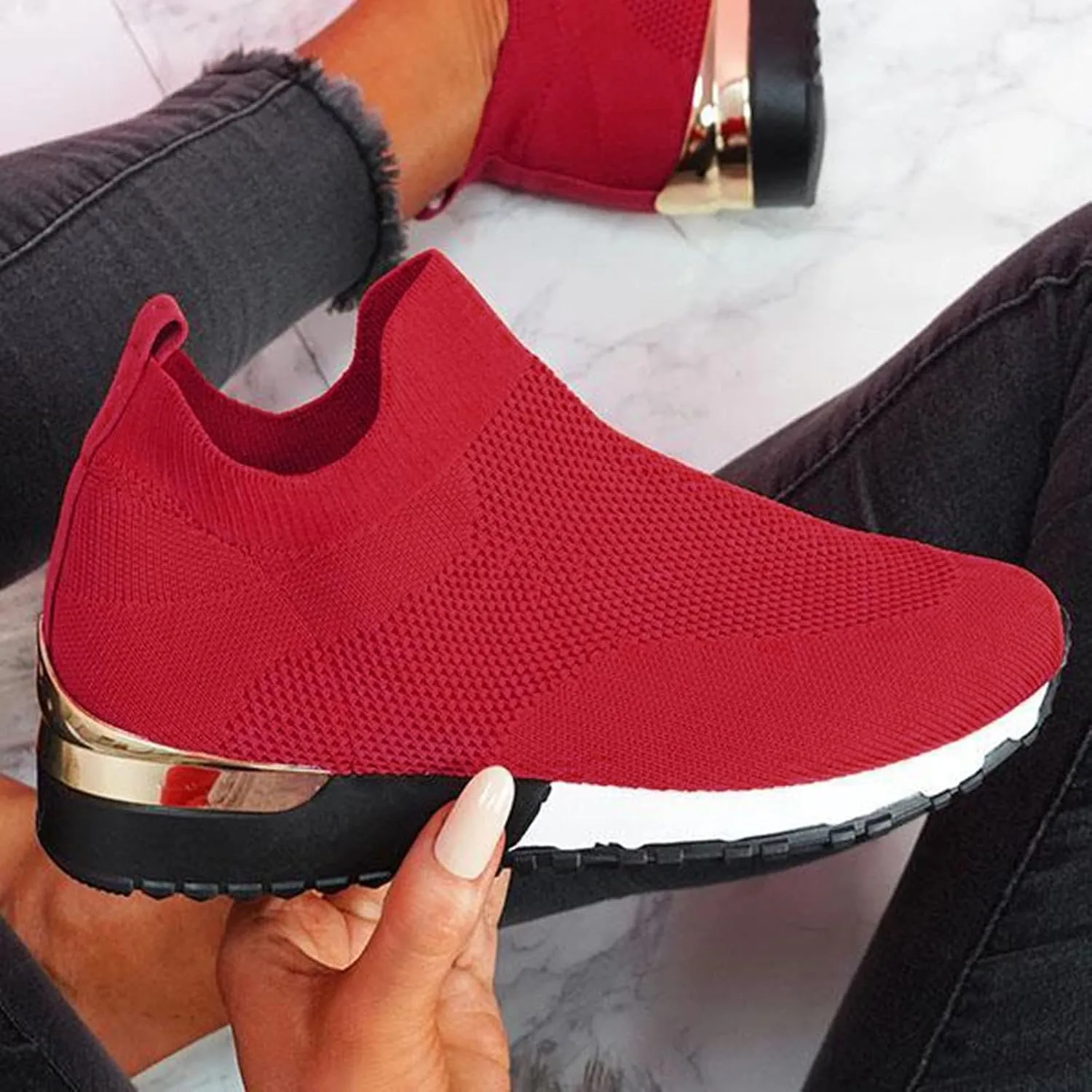 Wide Toe Box Casual Sneakers Women Walking Shoes Women Arch Support Slip On Gym Shoes for Women Wide Width Slip On Shoes Women Wide Toe Box Zapatos Negros De Tacon Bajo para Mujer