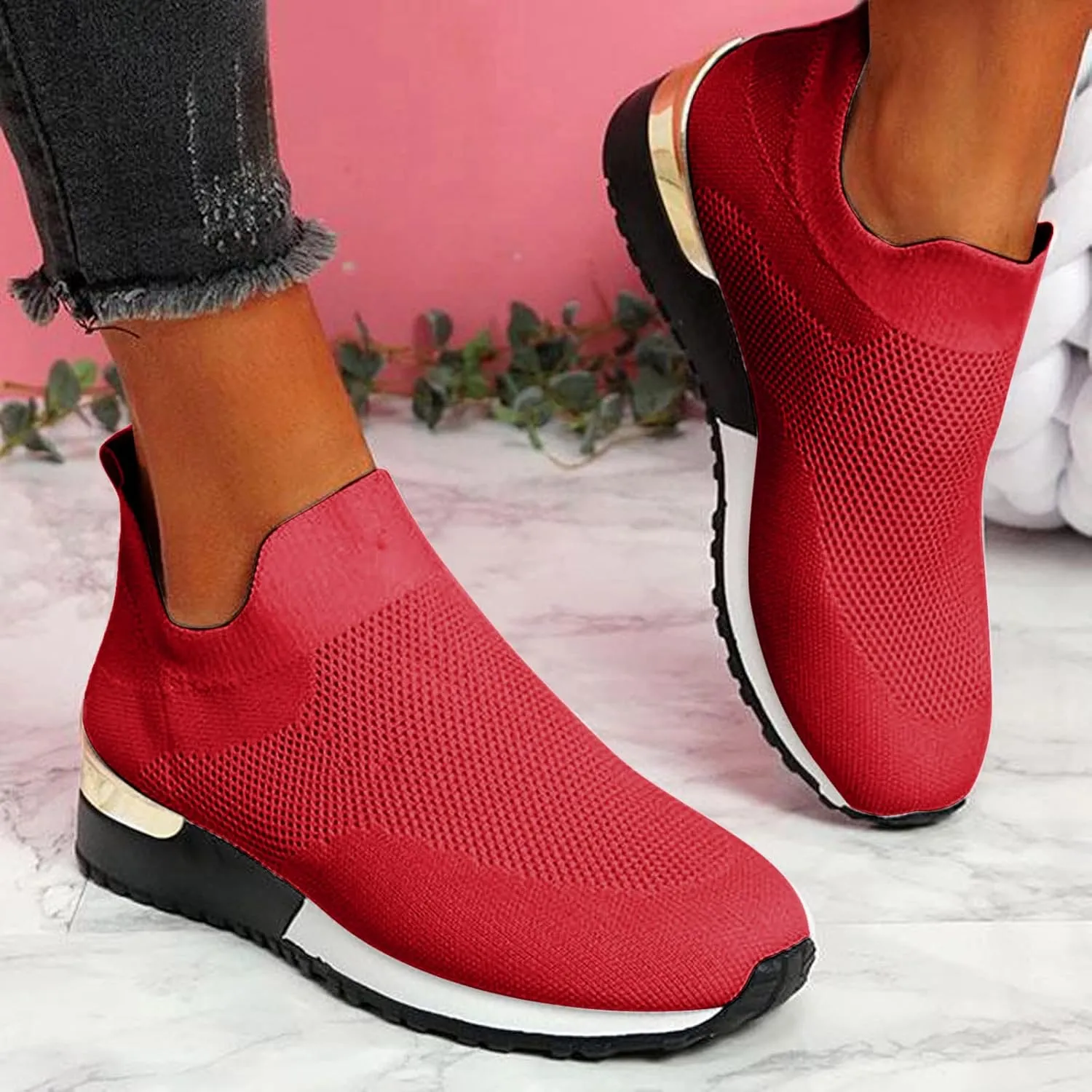 Wide Toe Box Casual Sneakers Women Walking Shoes Women Arch Support Slip On Gym Shoes for Women Wide Width Slip On Shoes Women Wide Toe Box Zapatos Negros De Tacon Bajo para Mujer