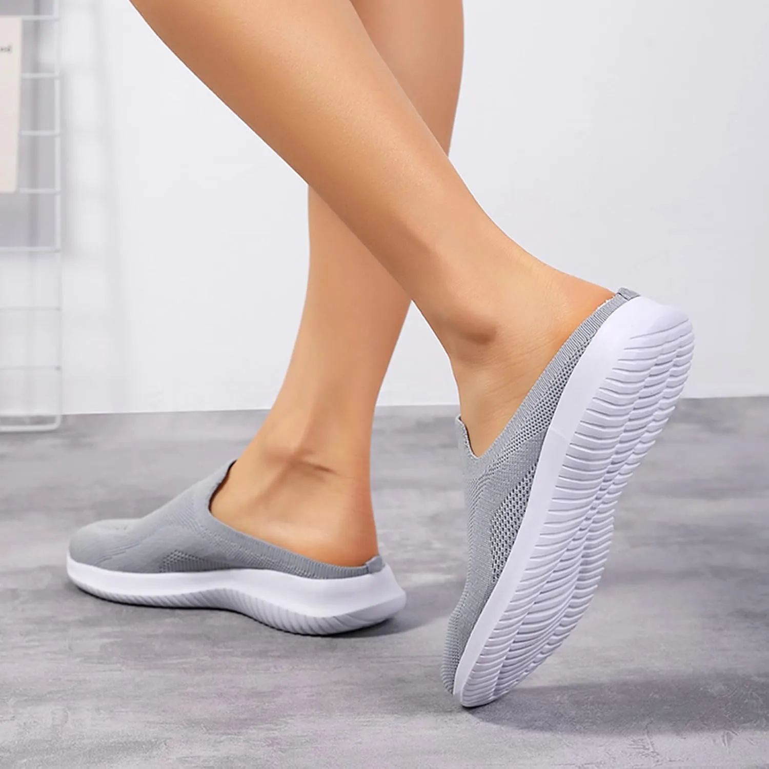 Women Breathable Non Slip Soft Sole Mesh Tennis Walking Breathable Fashion Sneaker Booties for Women with Heel