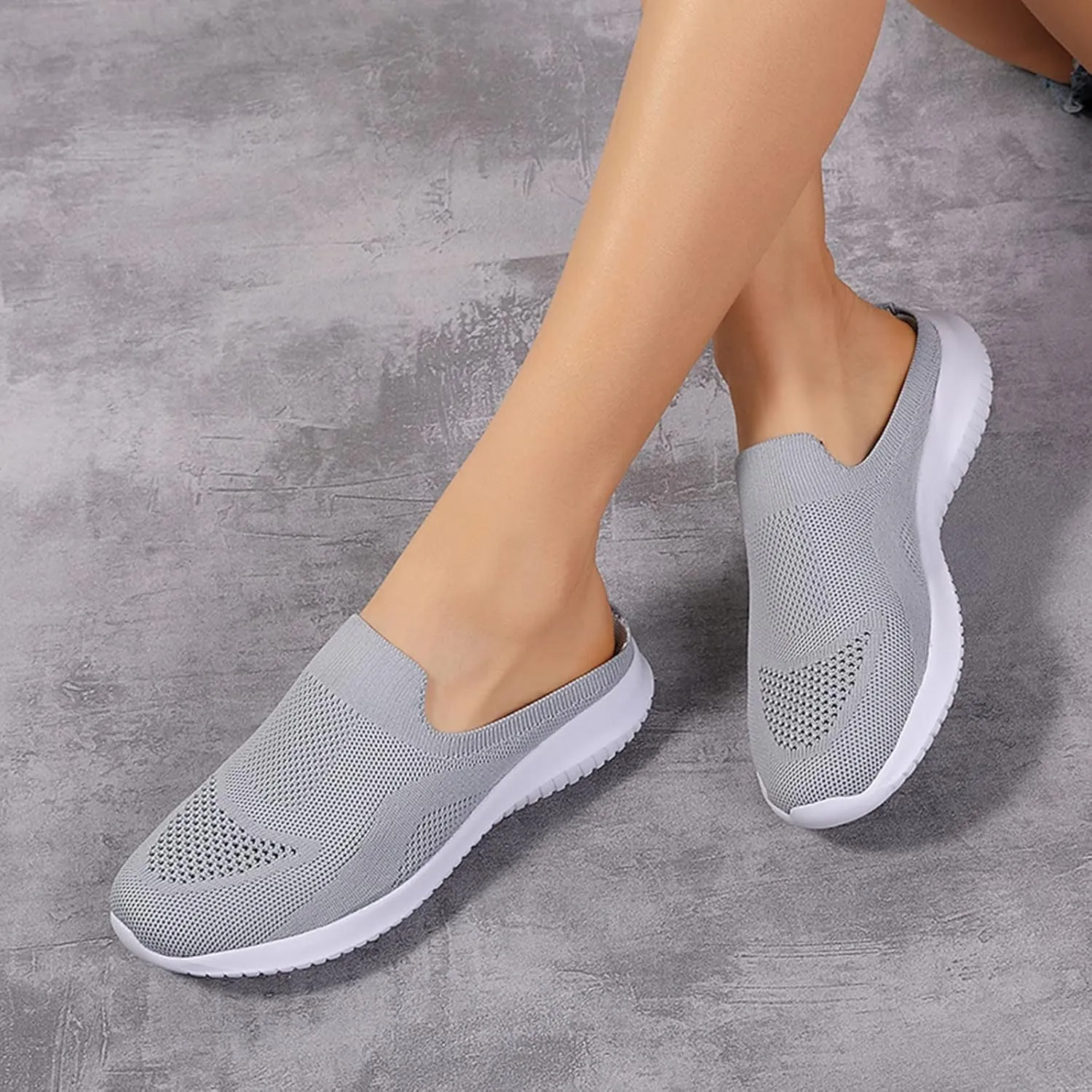 Women Breathable Non Slip Soft Sole Mesh Tennis Walking Breathable Fashion Sneaker Booties for Women with Heel