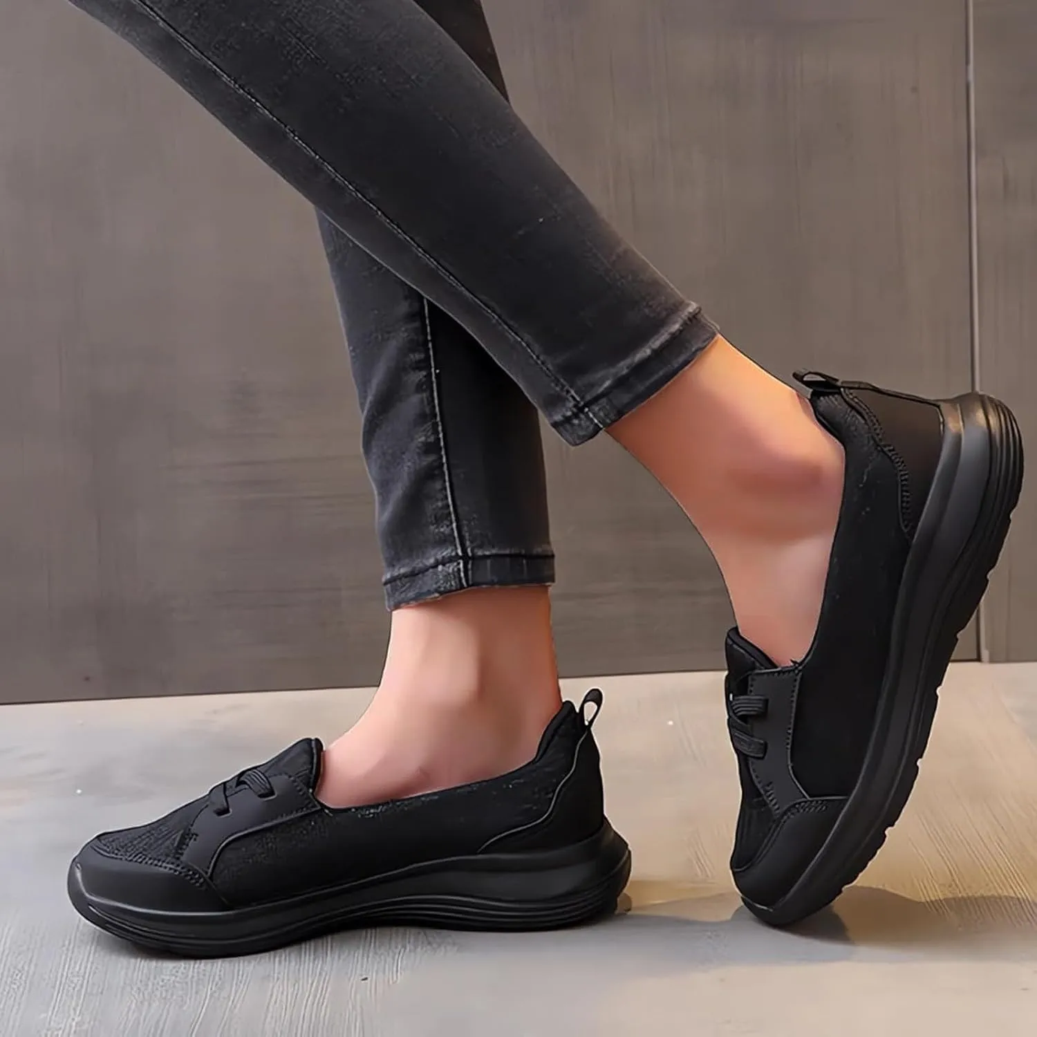 Women Casual Walking Shoes Orthopedic Arch Support Breathable Slip on Non-Slip Comfort Loafers Mesh Low Top Casual Soft Sole Sneakers Flats Wide Width Boat Shoes Support Work Loafer