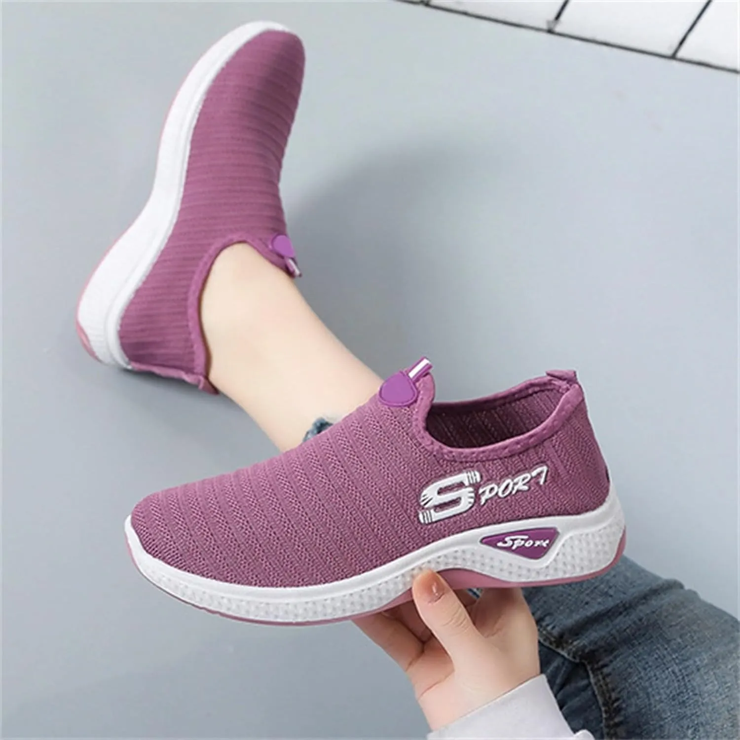 Women Slip On Trainers Ladies Walking Breathable Casual Work Sneakers Running Orthopedic Shoes Womens Wide Fit Trainer